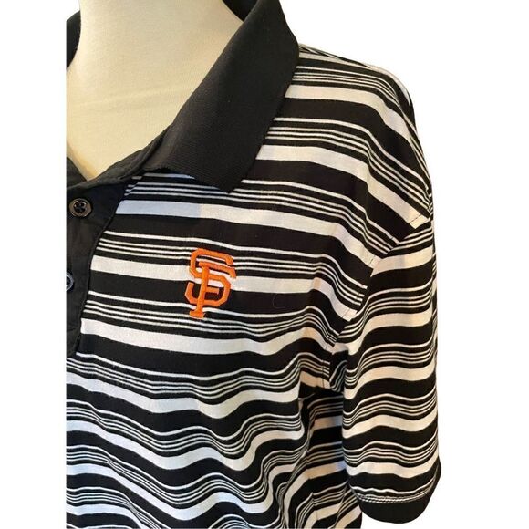 Genuine Merchandise True Fan Black&White Striped Half Button Down Short Sleeve S - Picture 8 of 10